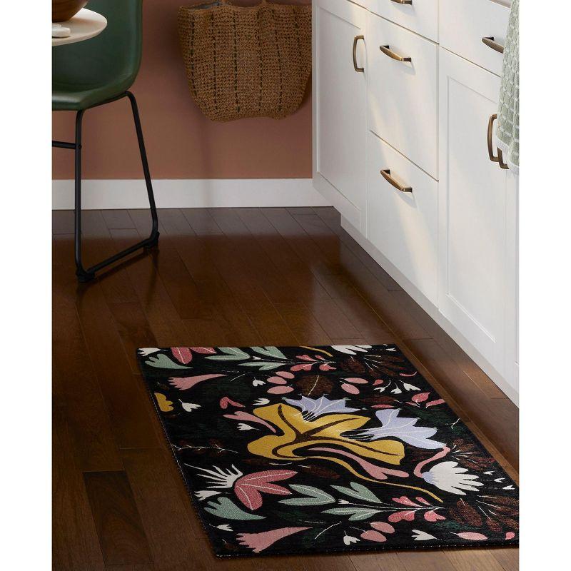 Town & Country Living Livie Floral Drip Everwash Washable Multi-Use Non-Slip Backing Decorative Rug