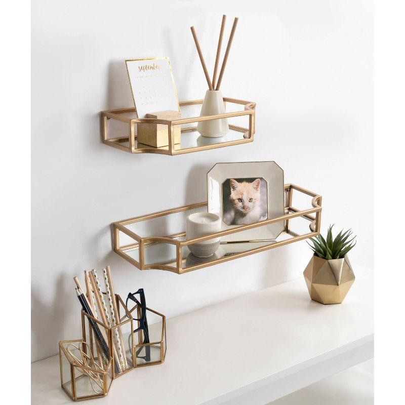 Kate & Laurel All Things Decor 2pc Ciel Metal Wall Shelf Set Gold: MDF Floating Shelves, No Assembly Required