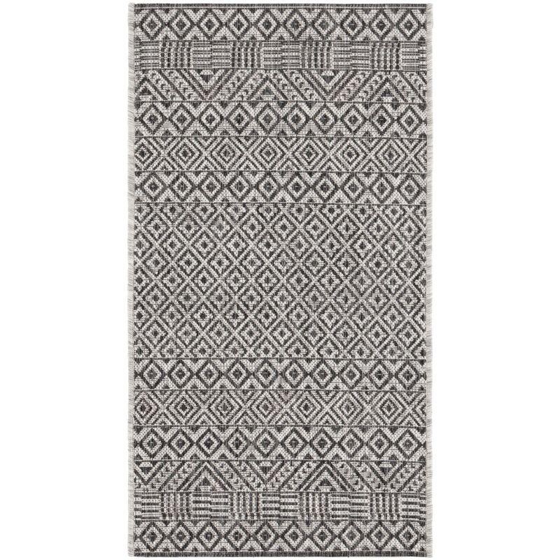 Courtyard CY8235 Power Loomed Indoor and Outdoor Accent Rug - Grey/Black - 2'x3'7" - Safavieh