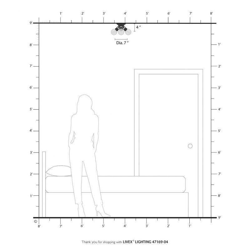 Livex Lighting Lansdale 3 - Light Flush Mount in  Black/Brushed Nickel