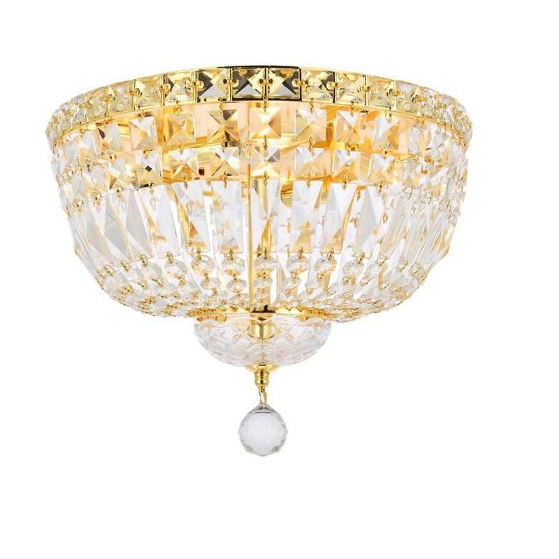 Elegant Lighting Tranquil 4 light Gold Flush Mount Clear Royal Cut Crystal