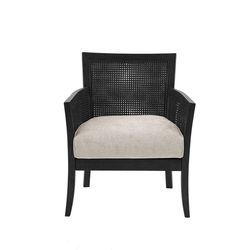Madison Park Paulie Accent Chair Black: Upholstered, Wood Legs, Removable Cushions, Foam Fill