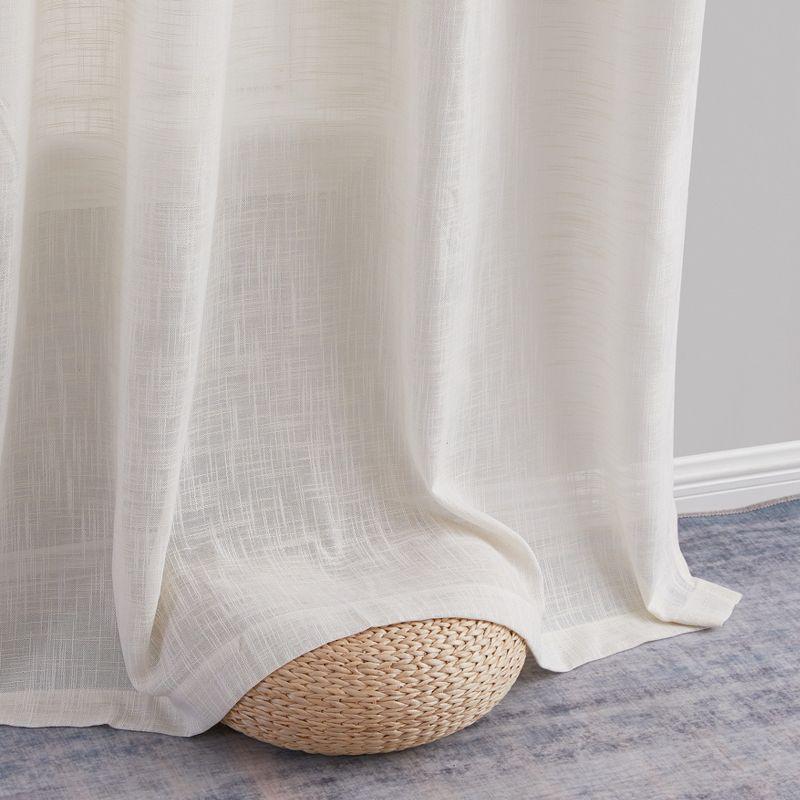 HLC.ME Abbey Faux Linen Textured Semi Sheer Privacy Light Filtering Window Grommet Thick Curtain Panels, Set of 2 - Dusty Blue, 54 W x 84 L