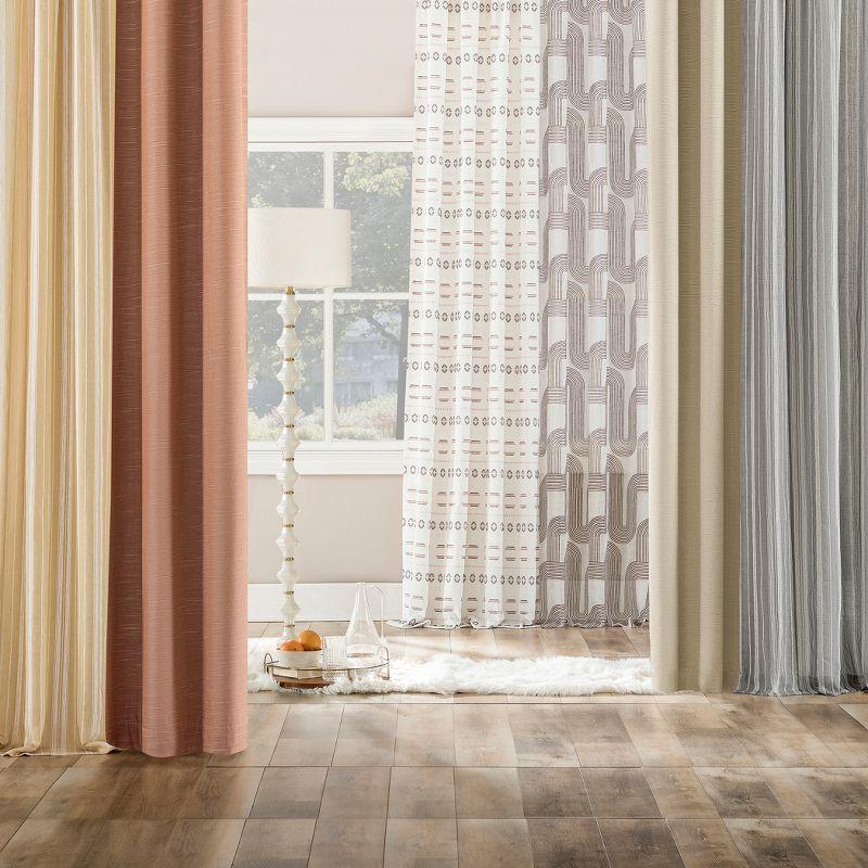 50"x84" Archaeo Total Blackout Textured Linen Blend Grommet Top Curtain Panel Stone: Modern Noise-Reducing Indoor Panel