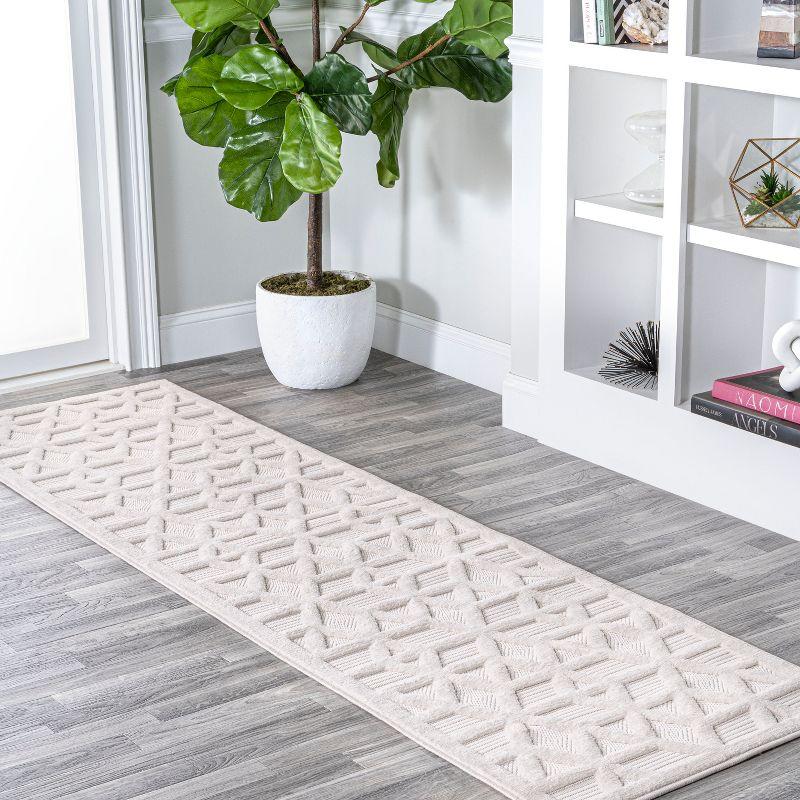 Talaia Neutral Geometric Indoor/Outdoor Area Rug - JONATHAN Y