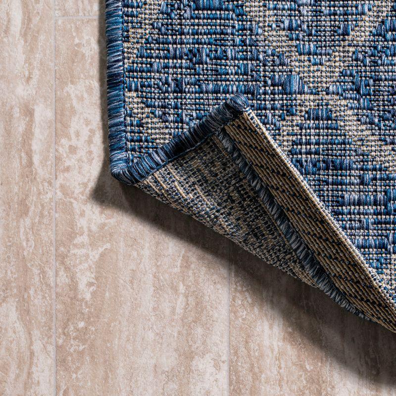 2'x8' Madaba Moroccan Trellis Indoor/Outdoor Runner Rug, Navy/Light Gray - JONATHAN Y