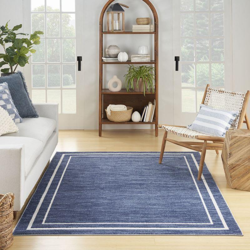 Navy/Ivory 6' x 9' Reversible Synthetic Rectangular Rug