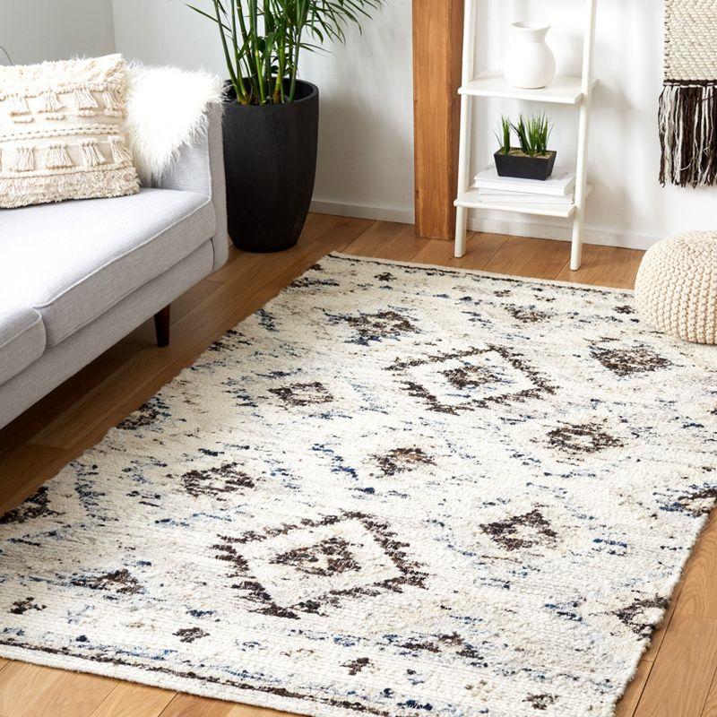 Ivory Square Hand-Knotted Wool Shag Rug - 6' Luxe Collection