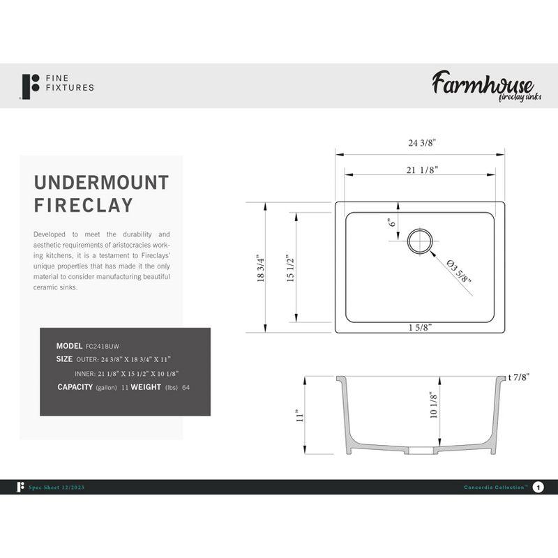 Single Bowl Fireclay Undermount Kitchen Sink