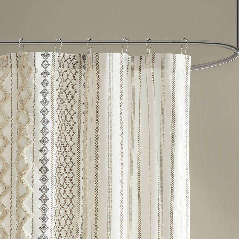 INK+IVY Imani 100% Cotton Printed Shower Curtain with Chenille