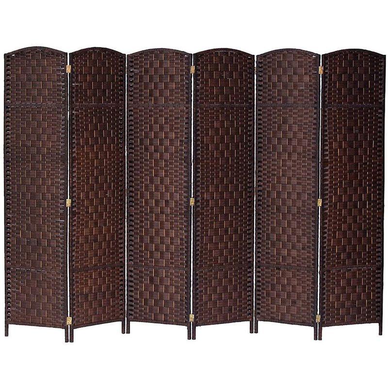 Brown Diamond Weave Bamboo Fiber 6-Panel Room Divider