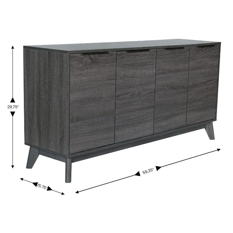 Flash Furniture 60" Buffet Cabinet with 4 Soft Close Doors and Adjustable Shelves - Black Wash