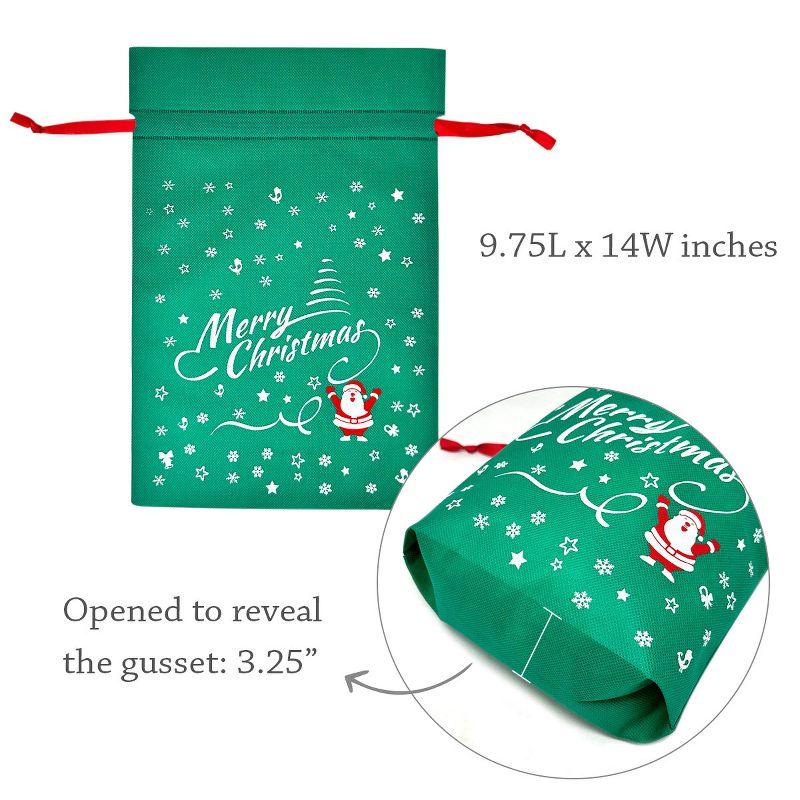 Wrapables Non-Woven Christmas Holiday Drawstring Gift Bags for Party Favors, Goodie Bag, Treats, Gift Wrap, Parties (Set of 8) Red & Green Set of 8