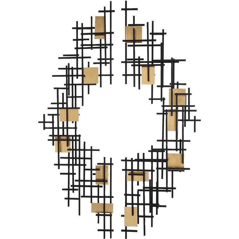 Elliptical Black and Gold Metal Wall Sculpture Set