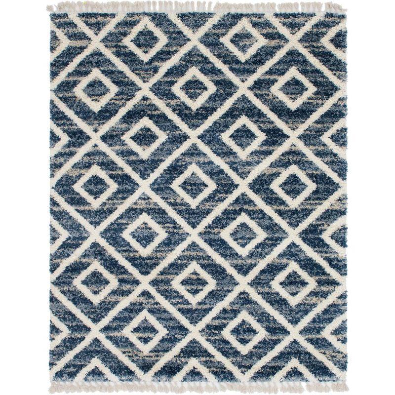 Unique Loom 8' 0 x 10' 0 Blue Hygge Shag Diamond Area Rug