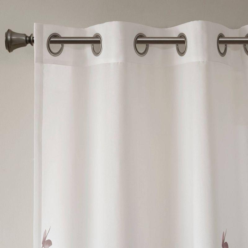 Cecily Floral Printed Burnout Sheer Grommet Single Curtain Panel