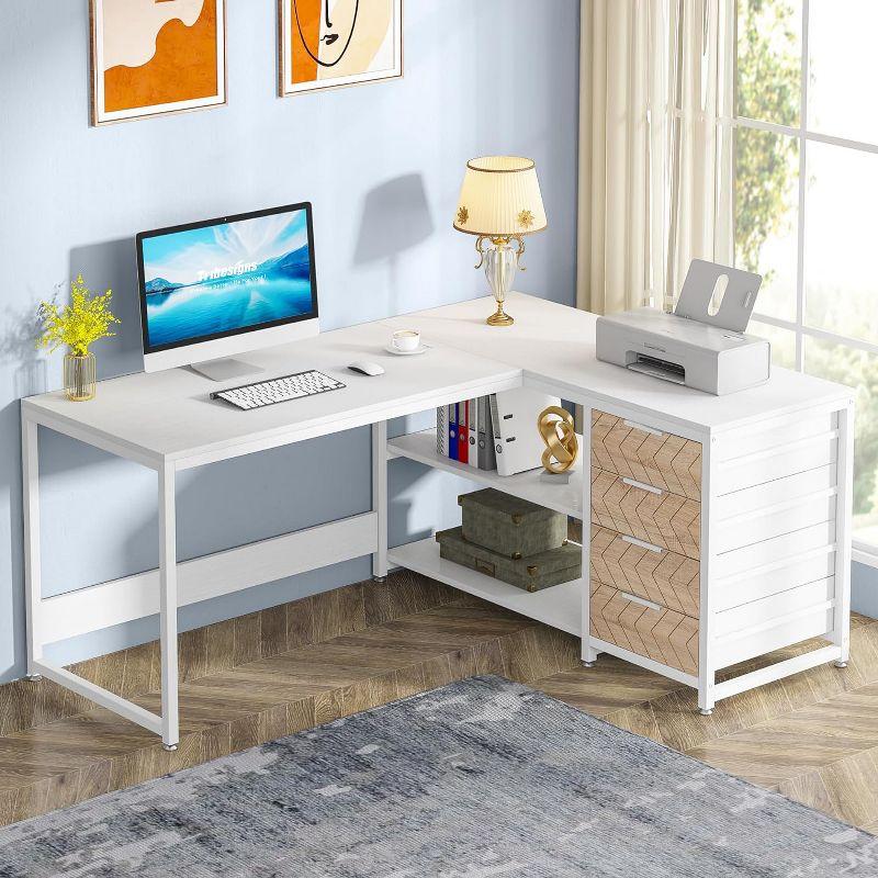 Tribesigns 59" L-Shaped Computer Desk, Reversible Corner Office Desk for Home Office, White