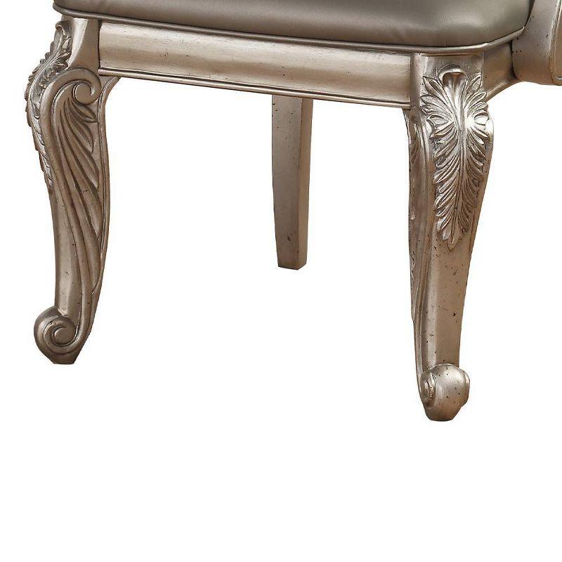 Set of 2 24" Northville PU Dining Chairs Antique Silver - Acme Furniture: Queen Anne Style, Tufted Back