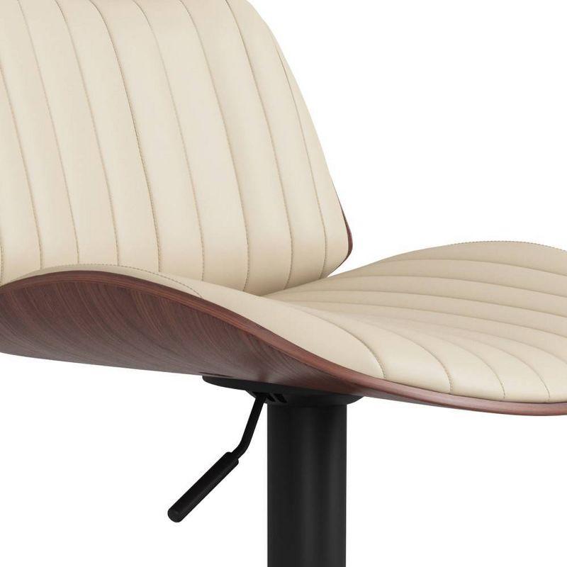 Simpli Home Goulding Adjustable Swivel Upholstered Mid-Century Modern Bar Stool with Hydraulic Lift and Footrest