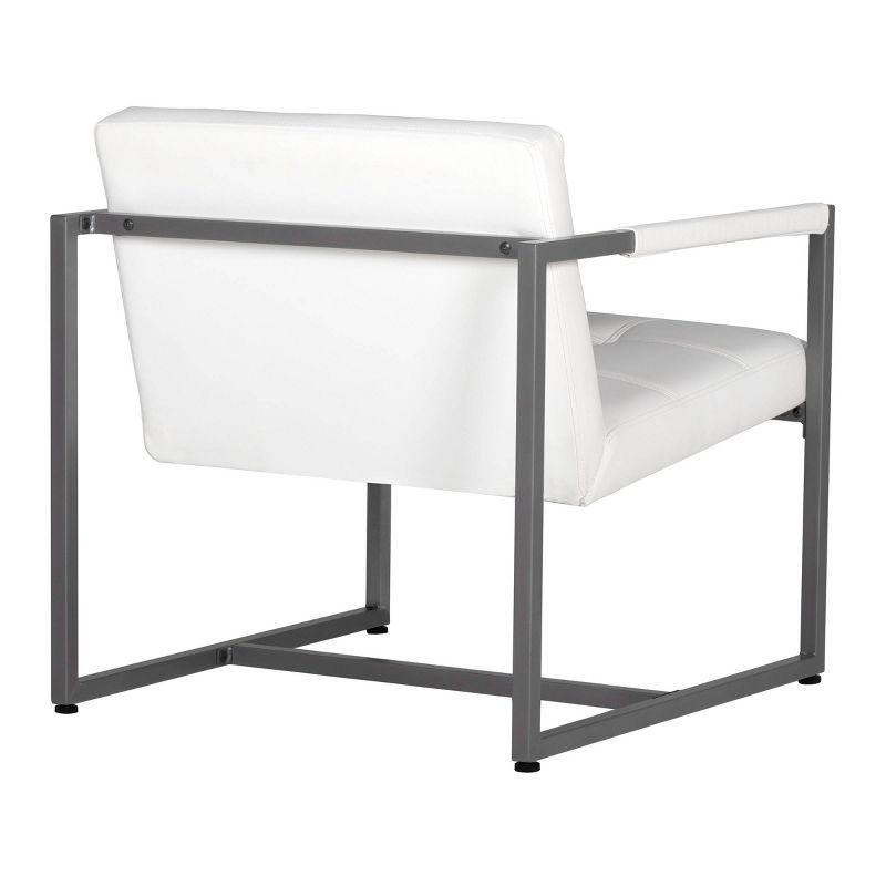 Camber White Leather Metal Mid-Century Modern Accent Chair