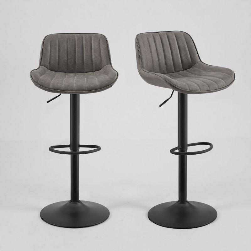17 Stories Jaiven Swivel Upholstered Adjustable Height Counter Stool with Metal Frame (Set of 2)
