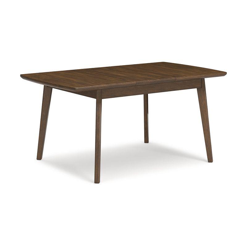 Mid-Century Modern Brown Wood Extendable Dining Table