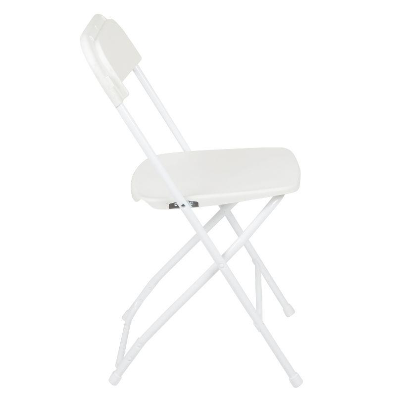 White Plastic Folding Chairs with Steel Frame - 6 Pack