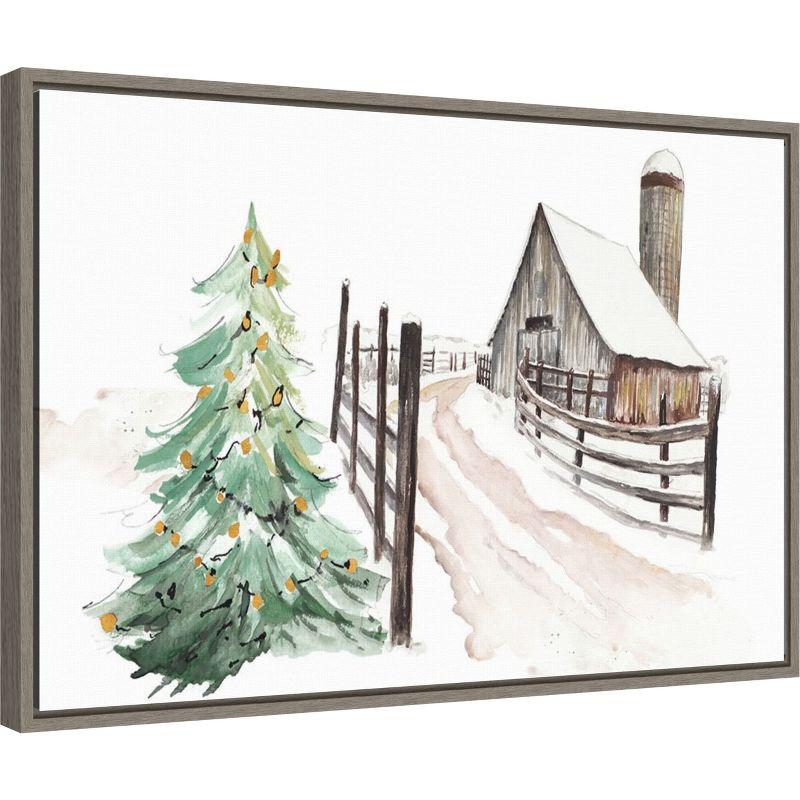 Amanti Art Snowy Vermont Farm by Patricia Pinto Framed Canvas Wall Art