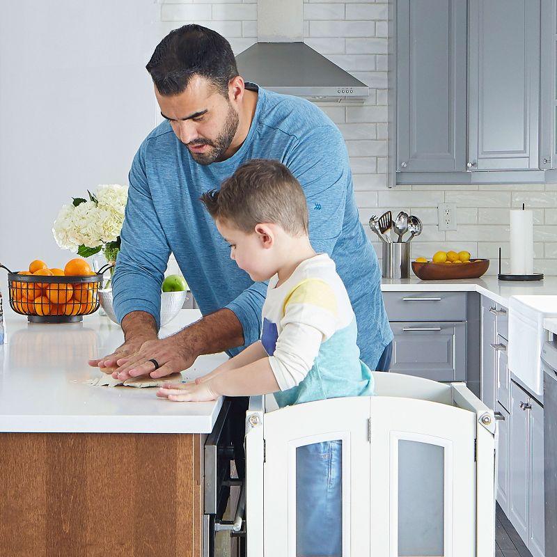 Creamy White Foldable Wooden Toddler Learning Step Stool