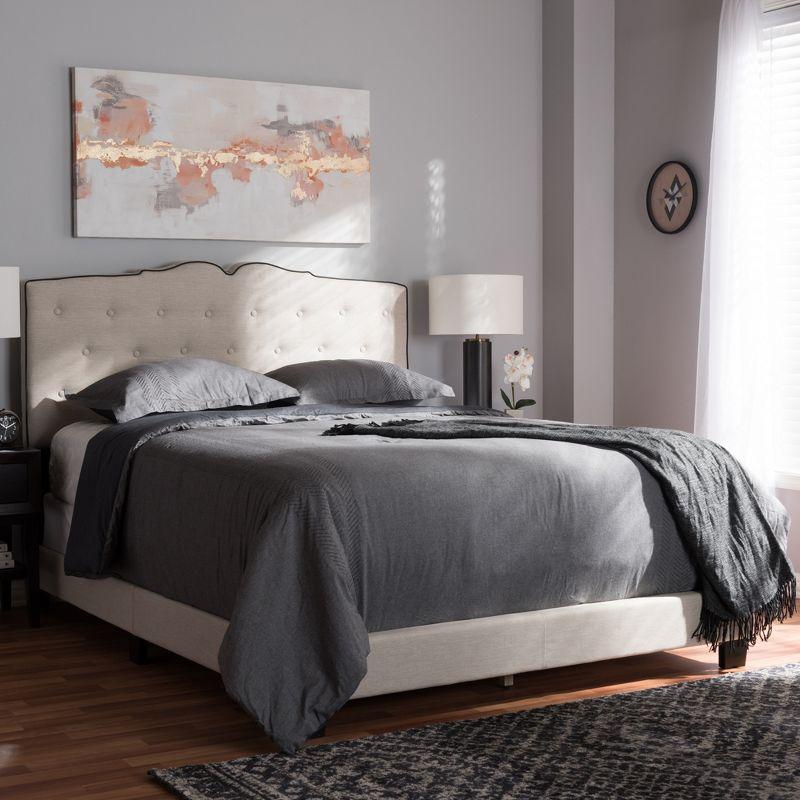Full Vivienne Modern Bed with Headboard & Box Spring Support - Baxton Studio
