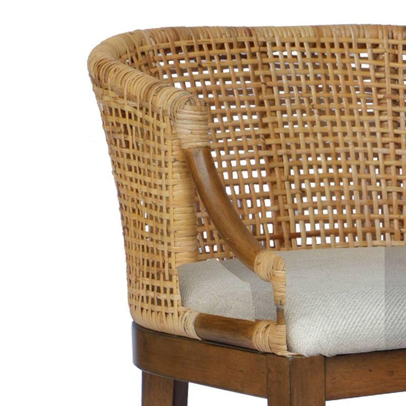 Playa 27" Natural Rattan Handcrafted Counter Stool with Linen Cushion