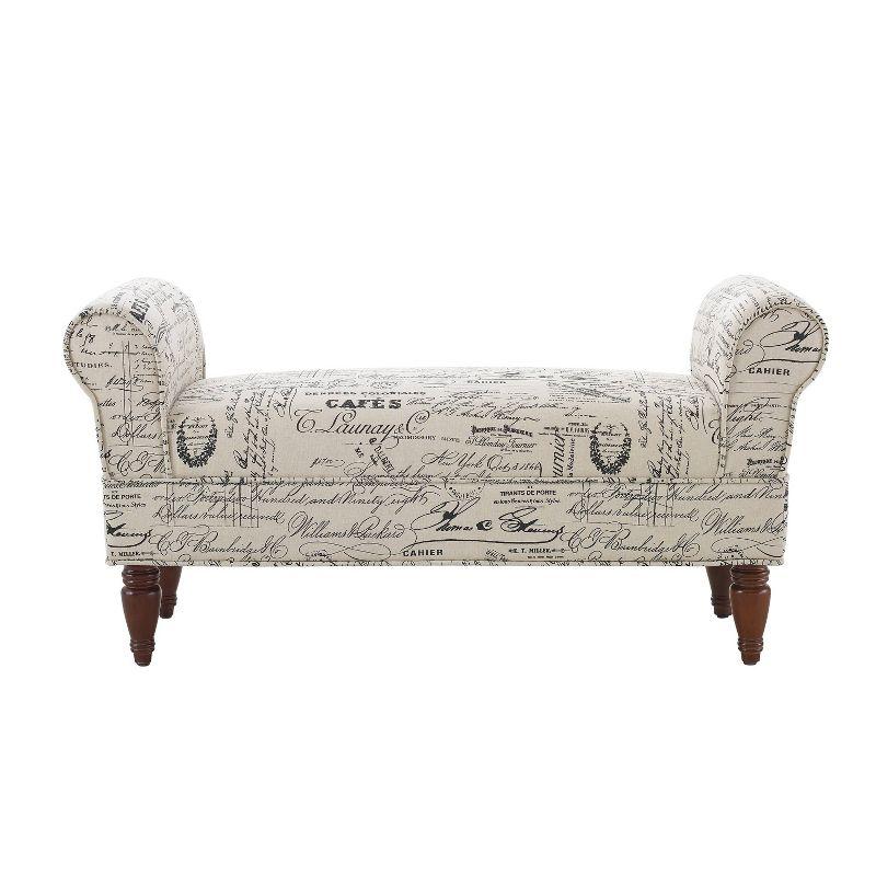 Lillian Classic Mahogany Finish Microfiber Upholstered Bench