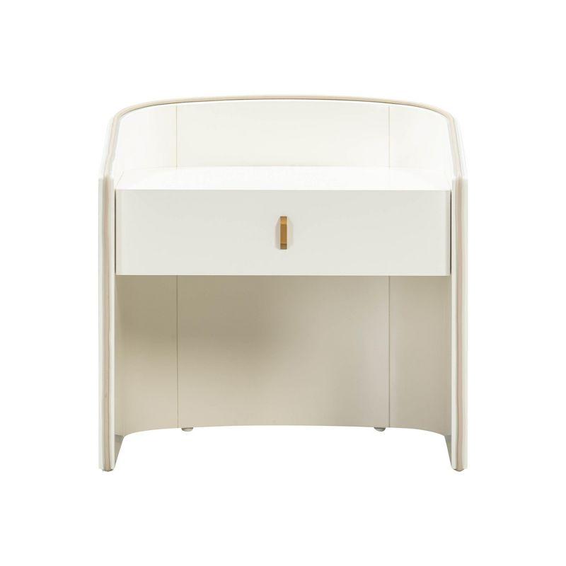Collins Lacquer Nightstand Cream 21.9"W x 19"D x 21.5"H