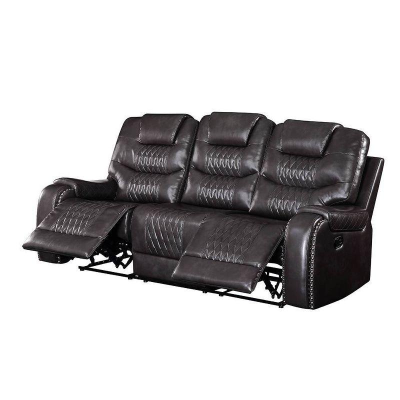 90" Braylon Sofa Magnetite PU - Acme Furniture: Reclining, Plush Cushioning, Includes 1 Pillow