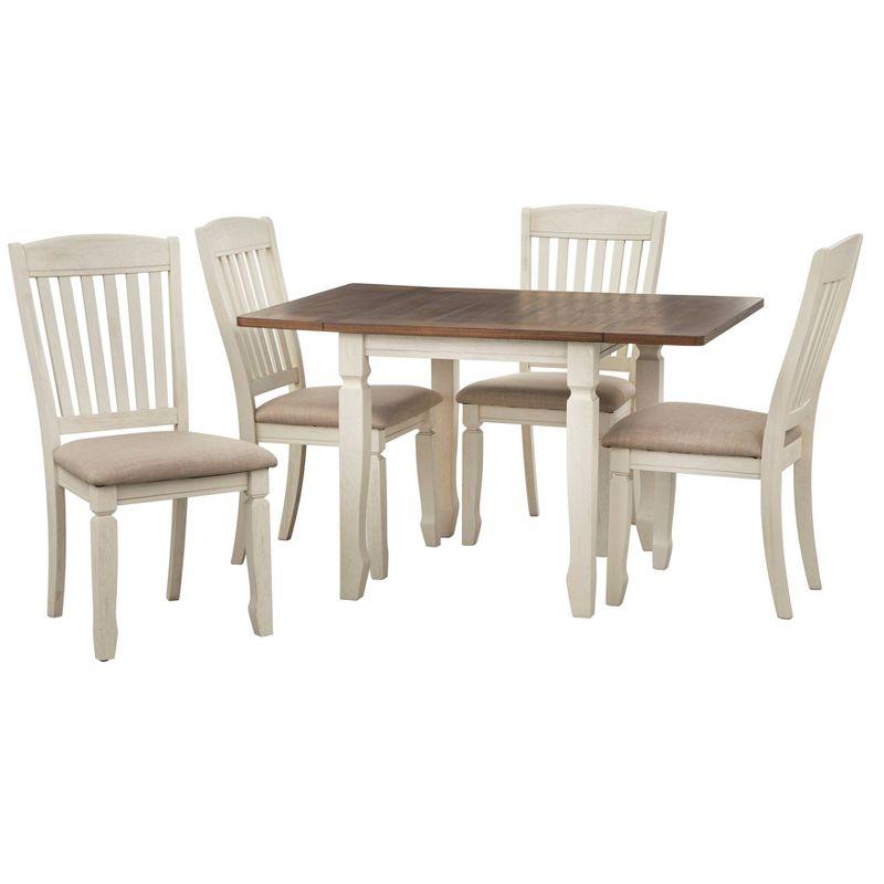 Maryland 5-Piece Walnut and White Extendable Dining Set