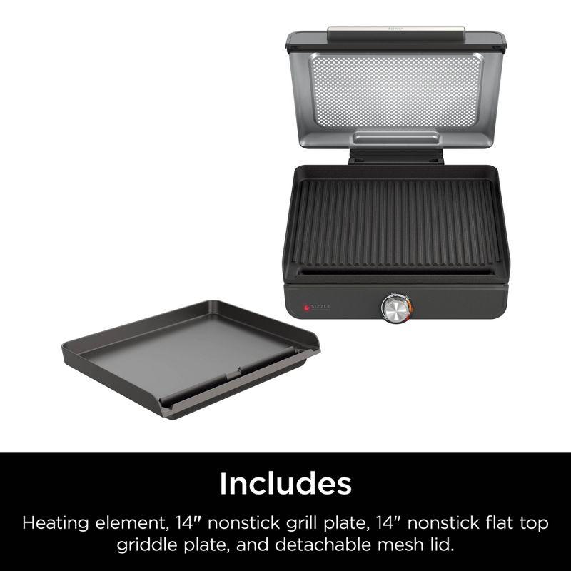 Ninja Sizzle Smokeless Nonstick Indoor Grill GR101: Griddle, Dishwasher-Safe, Temperature Control, Recipes Included