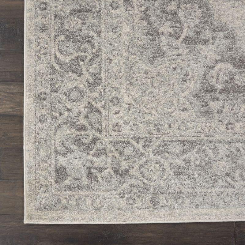 Ivory and Grey Synthetic Rectangular 6' x 9' Area Rug