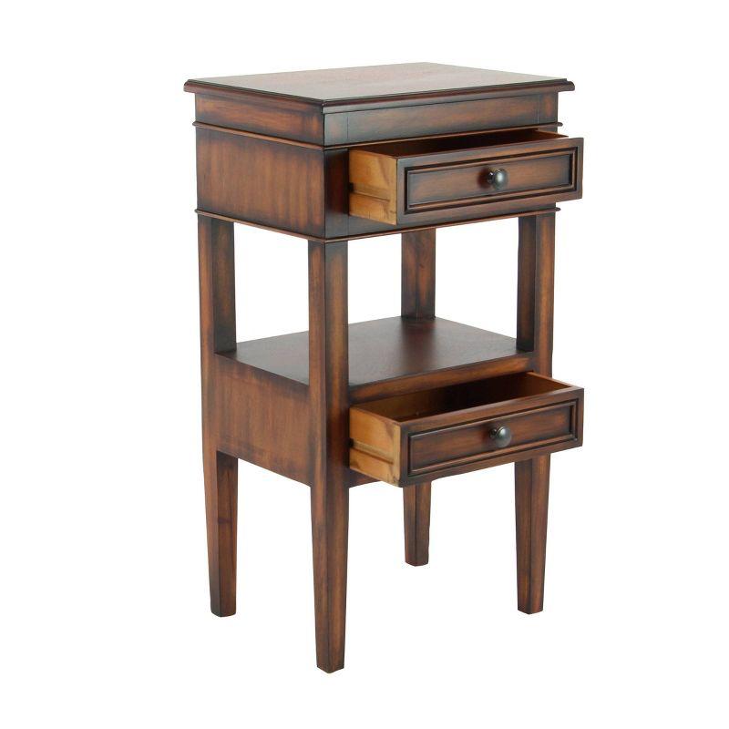 Traditional Mahogany 2-Drawer Side Table with Shelf Storage