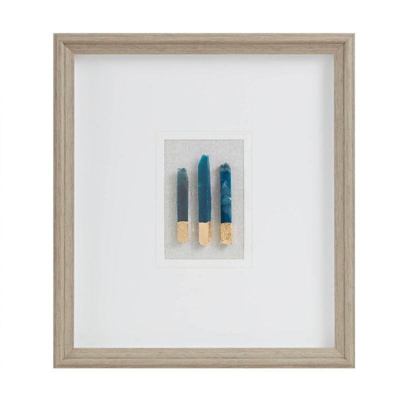 Martha Stewart 17.75"x19.75" Staggered Stones Natural Agate Double Mat Shadow Box Wall Decor