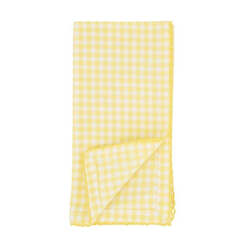 Saro Lifestyle Table Napkins With Gingham Design, Yellow, (Set of 4 pcs)