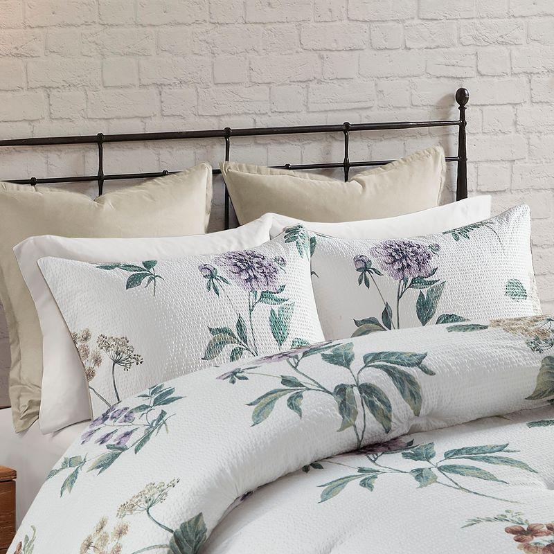 Madison Park Zennia 7 Piece Seersucker Floral Comforter Set with Throw Blanket