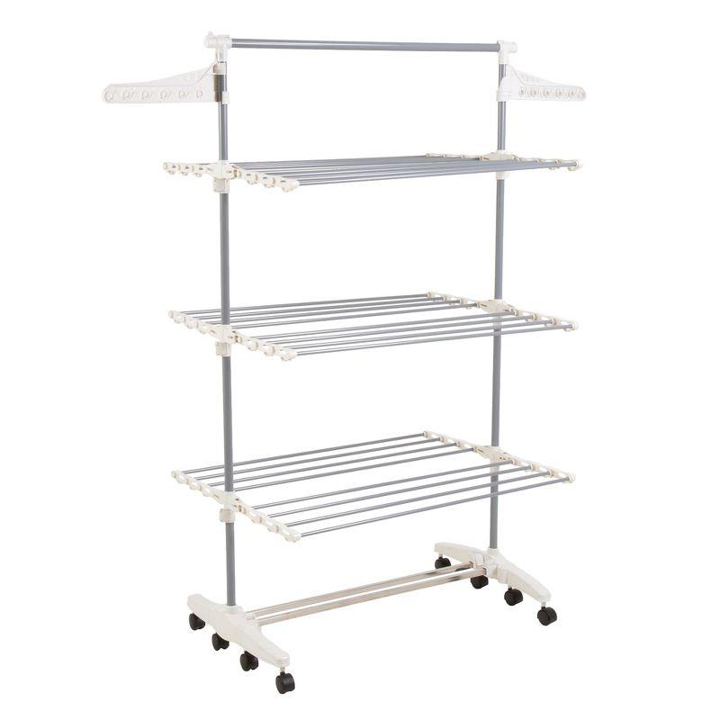 Heavy Duty 3-Tier Stainless Steel Rolling Laundry Rack