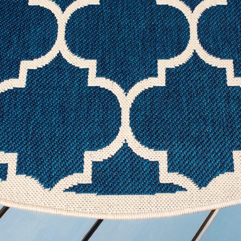 Navy Blue 59'' Round Synthetic Easy-Care Area Rug