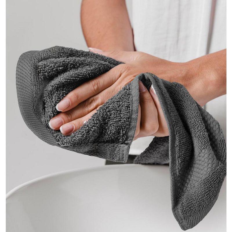 White Classic Luxury 100% Cotton Washcloths Set of 12 - 13x13" Gray
