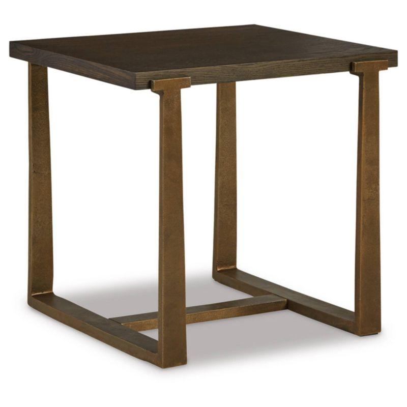 Balintmore Contemporary 22" Rectangular End Table in Brown and Gold