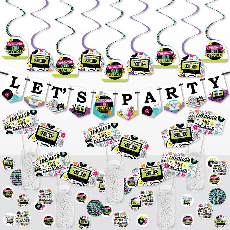 Big Dot of Happiness Through the Decades - 50s, 60s, 70s, 80s, and 90s Party Supplies Decoration Kit - Decor Galore Party Pack - 51 Pieces
