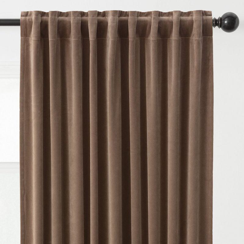 Chanasya 2pk Solid Velvet Room Darkening Blackout Privacy Window Curtain Panels - Set of 2 - 52 x 63 Inches Long - Taupe