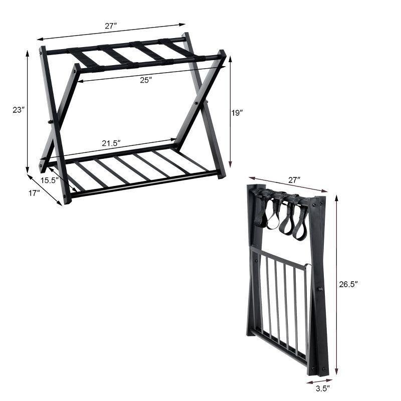 Folding Luggage Rack with Shelf Travel Suitcase