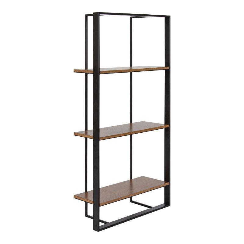 Kercheval Rustic Brown and Black 3-Tier Floating Wall Shelf