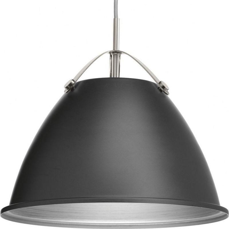 Progress Lighting, Tre Collection, 1-Light Pendant, Graphite, White Dome, Vintage Silver Shade